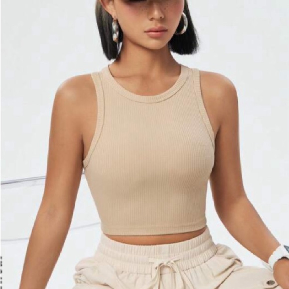 Beige SHEIN cropped tank top